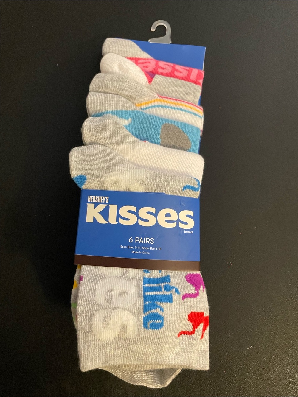Kiss 6-Pack Women’s Low-Cut Socks - White with Blue, Pink, Red, Yellow Accents